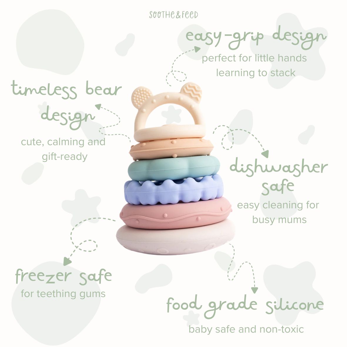 Bear Stacking Rings - Pastel