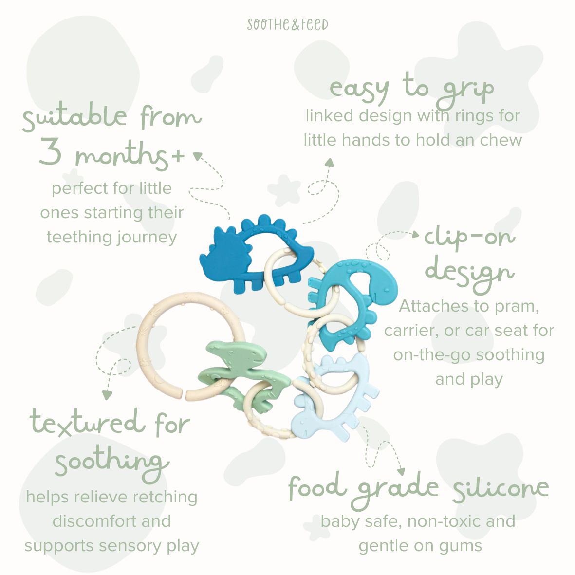 Charlie Dinosaur Teether Hanging Rings